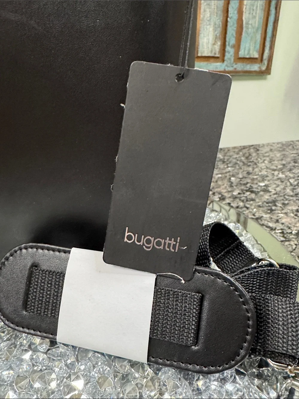 Bugatti Black wine beverage carrier with Removable Strap